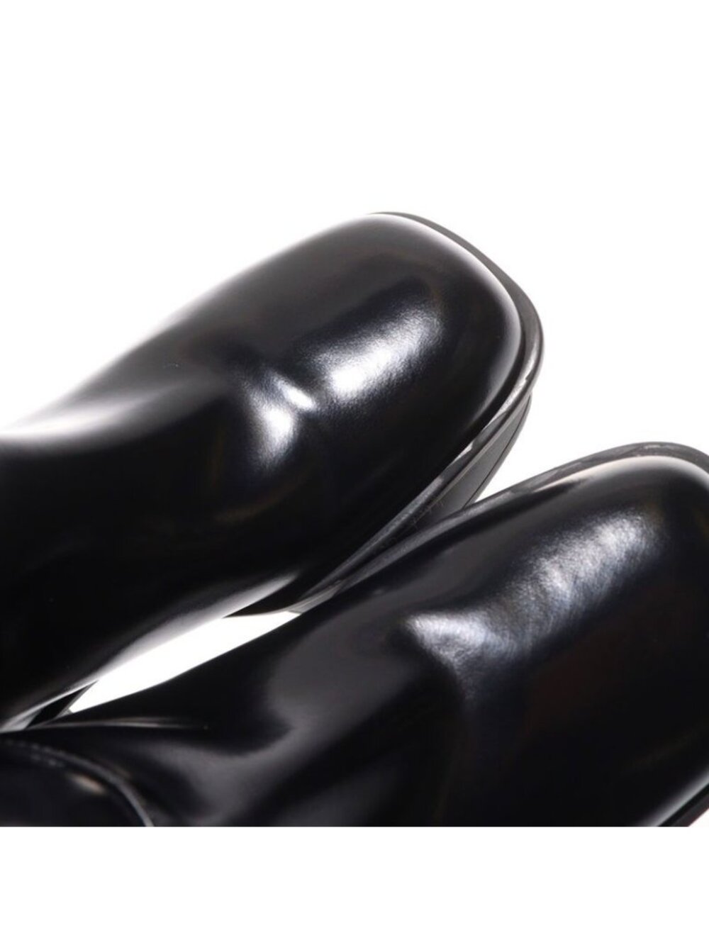 Prada Logo Print Pouch Brushed Leather Square Toe Long Boots Shoes Black - Picture 6 of 6